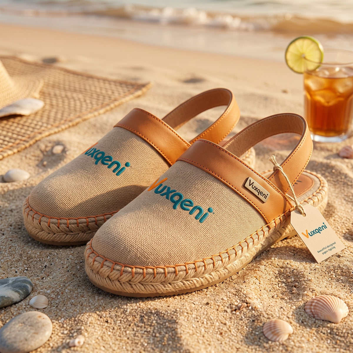Vuxqeni™ Canvas Espadrille Slingback Clogs – Hand-Stitched Jute Casual Resort Slip-On Shoes