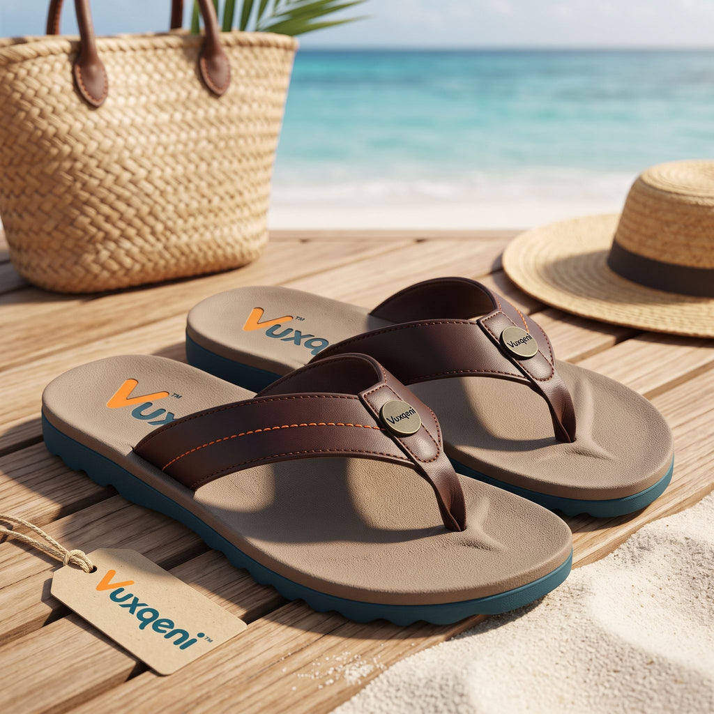 Vuxqeni™ Men's Ergonomic Beach Thong Sandals – Cushioned Non-Slip Flip-Flops