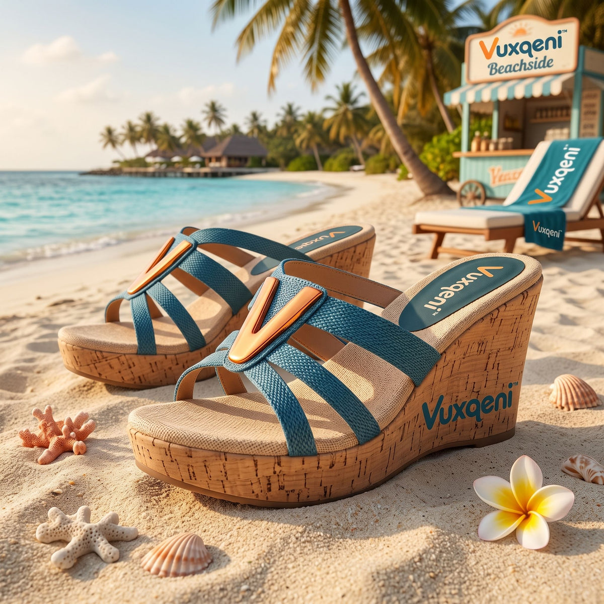 Vuxqeni Women's Summer Cork Wedge Slide Sandals