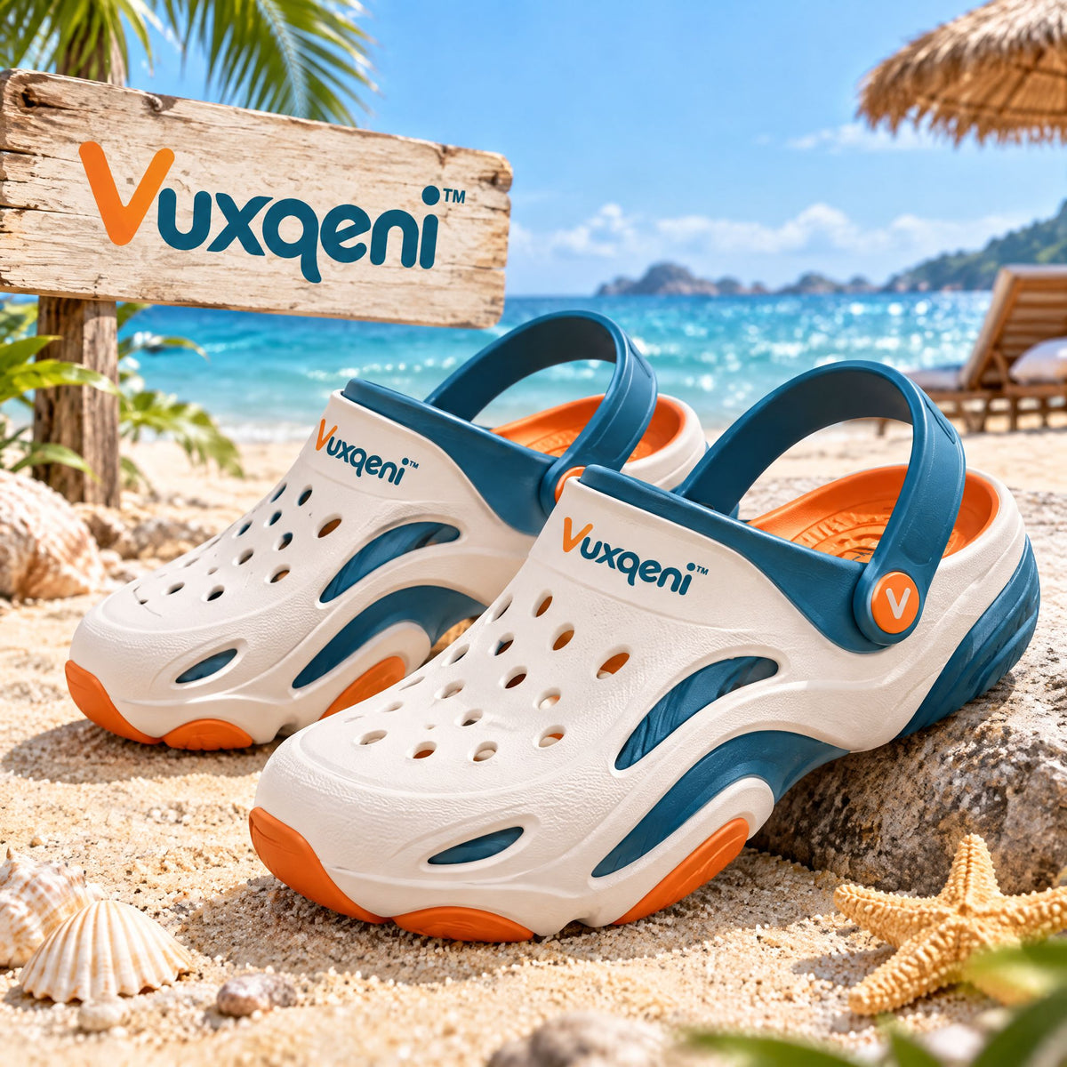 Vuxqeni™ Lightweight Breathable Beach Clogs – Quick-Drying Non-Slip Water Shoes with Pivoting Heel Strap for Summer &amp; Outdoor Comfort