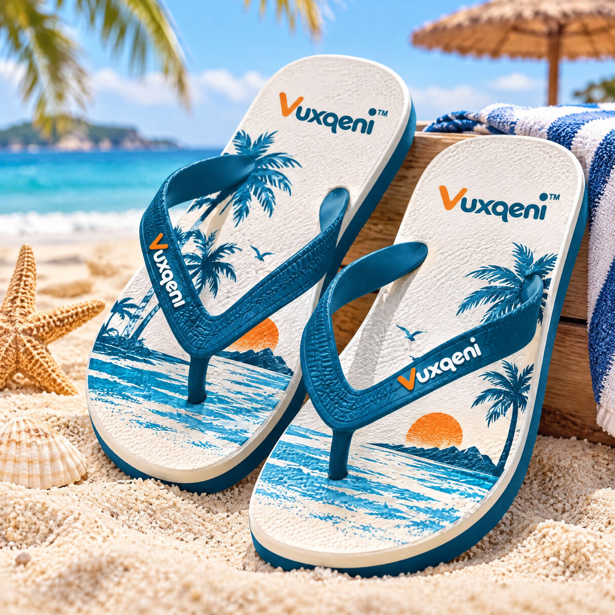 Vuxqeni™ Tropical Sunset Beach Flip Flops – Lightweight Non-Slip Summer Thong Sandals
