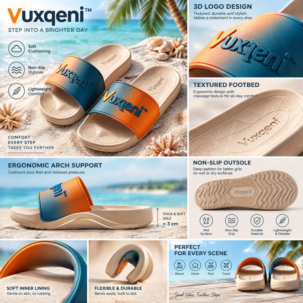 Vuxqeni™ Unisex Sunset Gradient Cloud Slides – Ergonomic Non-Slip Beach &amp; Pool Slide Sandals