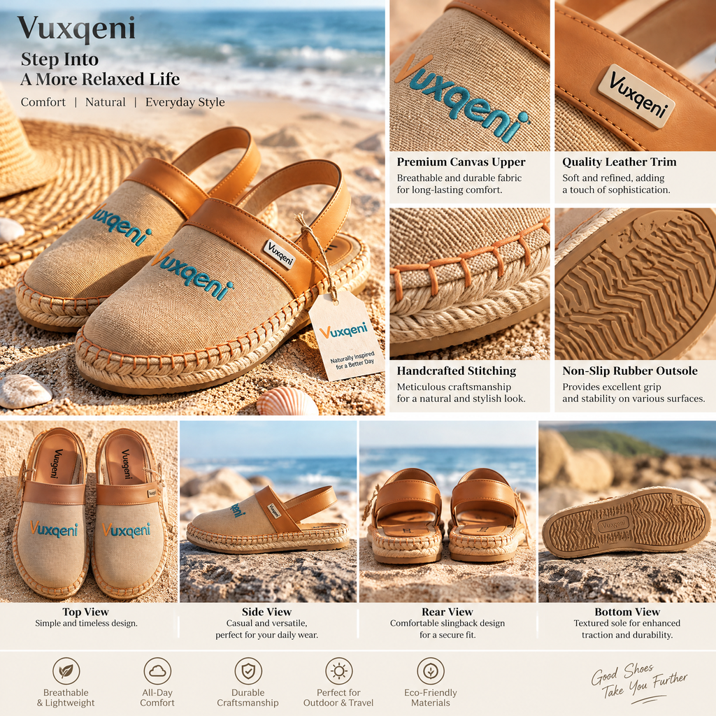 Vuxqeni™ Canvas Espadrille Slingback Clogs – Hand-Stitched Jute Casual Resort Slip-On Shoes